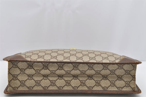 Authentic GUCCI Vintage Clutch Hand Bag Purse GG PVC Leather Brown 2149I