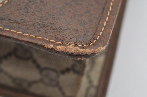 Authentic GUCCI Vintage Clutch Hand Bag Purse GG PVC Leather Brown 2149I