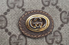 Authentic GUCCI Vintage Clutch Hand Bag Purse GG PVC Leather Brown 2149I