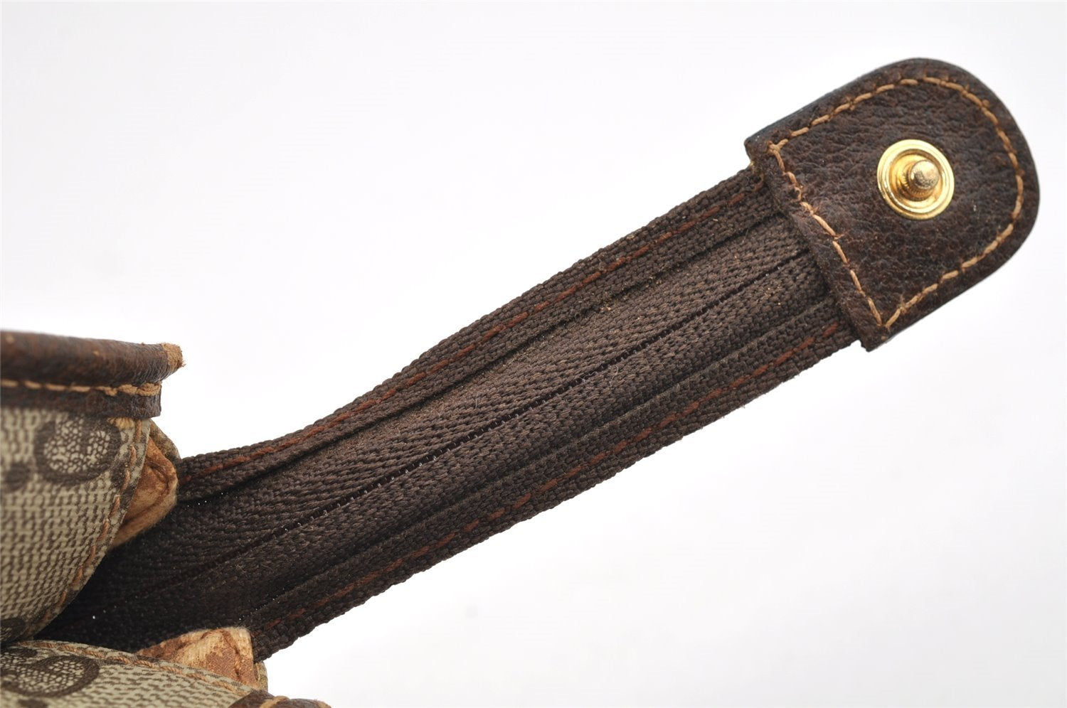 Authentic GUCCI Vintage Clutch Hand Bag Purse GG PVC Leather Brown 2149I