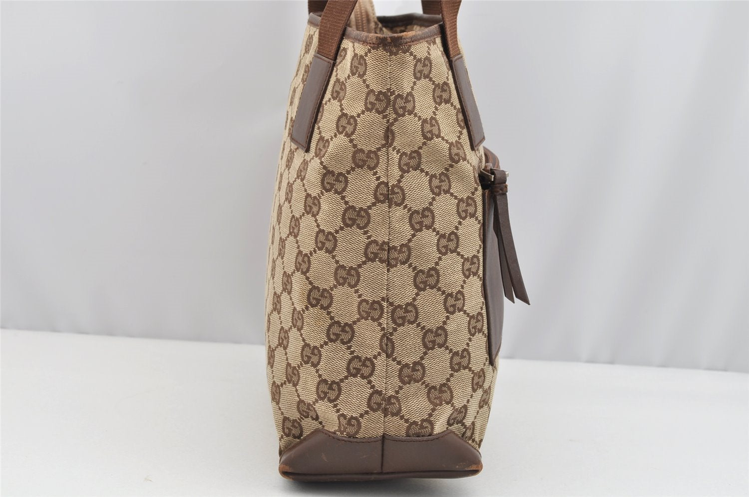 Authentic GUCCI Vintage Shoulder Tote Bag GG Canvas Leather 0190402 Brown 2150I