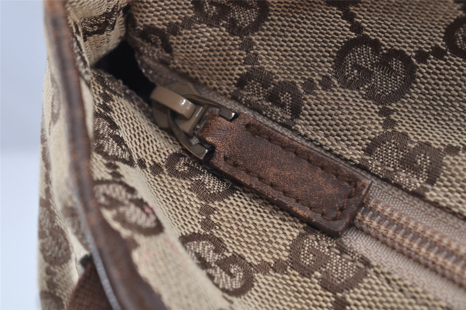 Authentic GUCCI Vintage Shoulder Tote Bag GG Canvas Leather 0190402 Brown 2150I