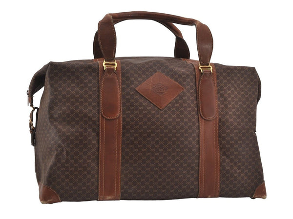 Authentic GUCCI Vintage Micro GG PVC Leather Travel Boston Hand Bag Brown 2151I