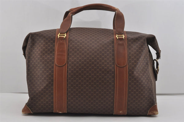 Authentic GUCCI Vintage Micro GG PVC Leather Travel Boston Hand Bag Brown 2151I