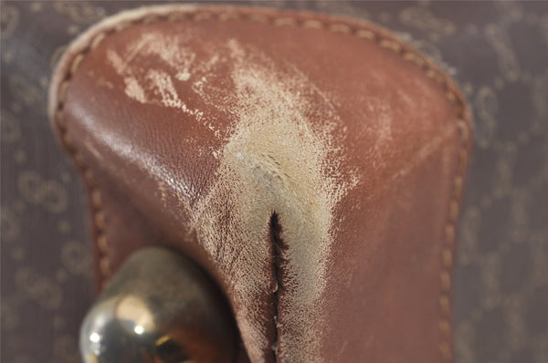 Authentic GUCCI Vintage Micro GG PVC Leather Travel Boston Hand Bag Brown 2151I