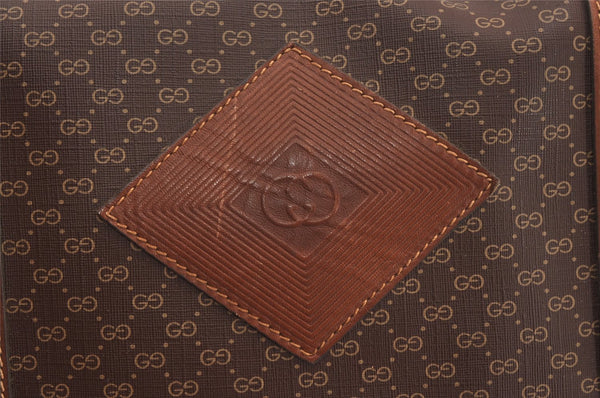 Authentic GUCCI Vintage Micro GG PVC Leather Travel Boston Hand Bag Brown 2151I