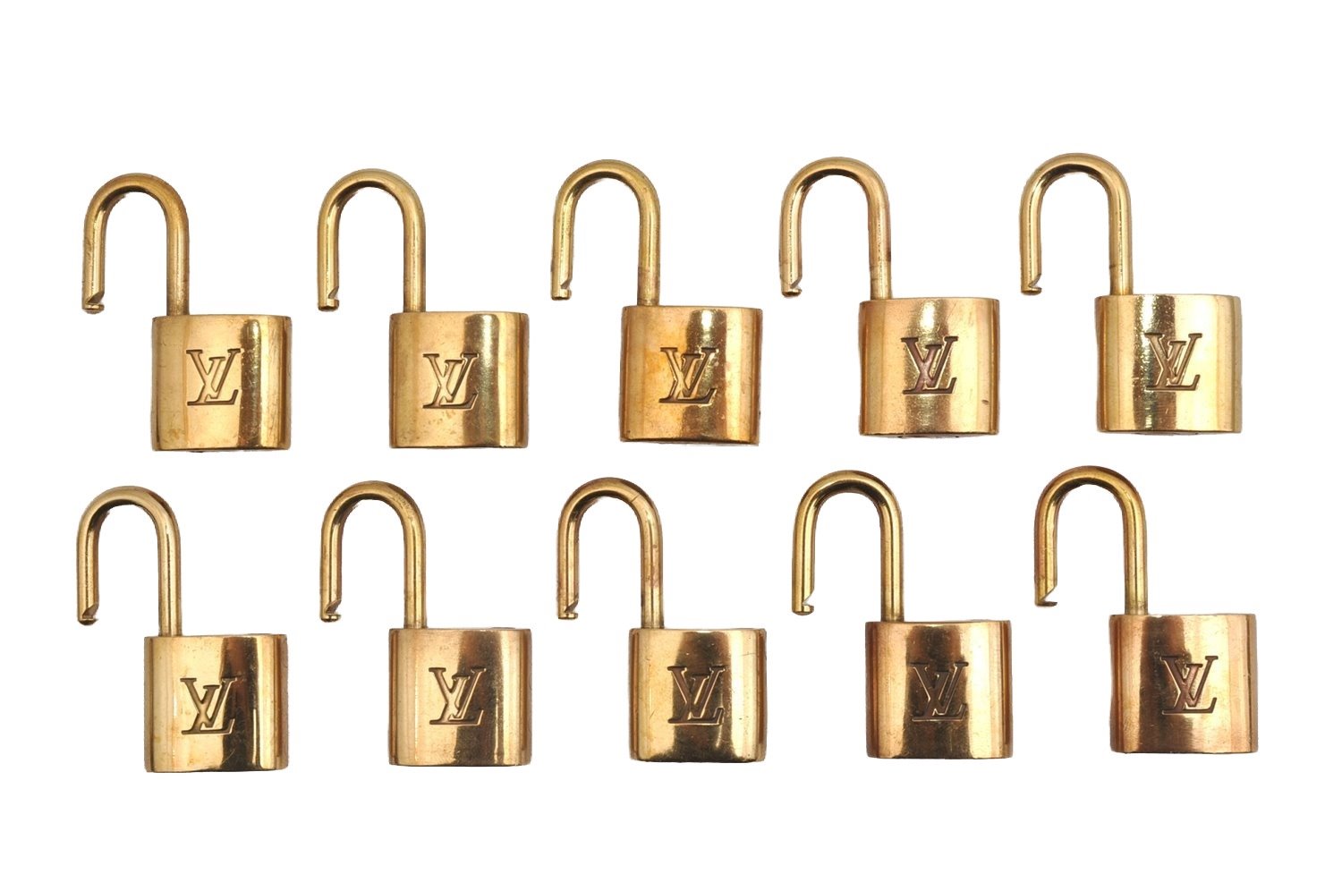 Authentic Louis Vuitton Padlock Gold 10Set LV 2153I