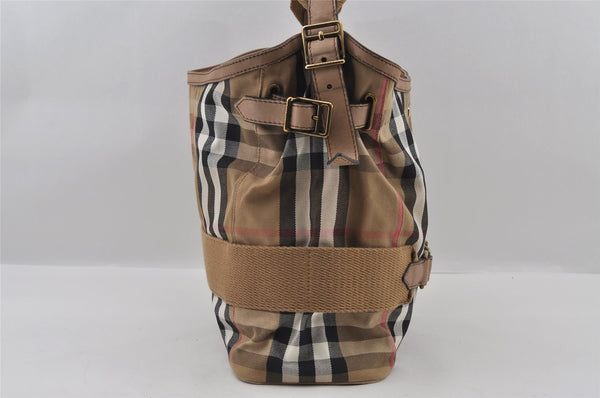 Authentic BURBERRY Nova Check Vintage Shoulder Bag Canvas Leather Beige 2154I