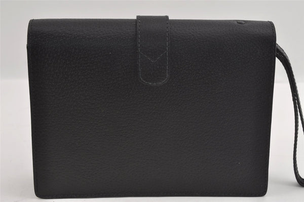 Authentic GUCCI Vintage Clutch Hand Bag Purse Leather Black 2155I