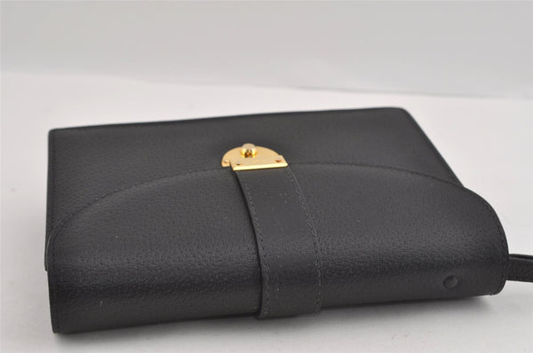 Authentic GUCCI Vintage Clutch Hand Bag Purse Leather Black 2155I
