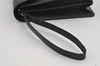 Authentic GUCCI Vintage Clutch Hand Bag Purse Leather Black 2155I
