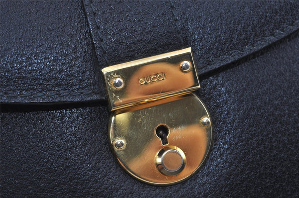 Authentic GUCCI Vintage Clutch Hand Bag Purse Leather Black 2155I