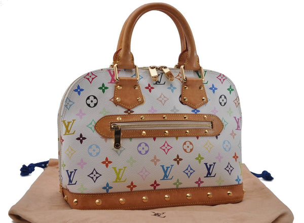 Auth Louis Vuitton Monogram Multicolor Alma PM Hand Bag White M92647 LV 2156D