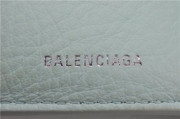 Authentic BALENCIAGA Papier Mini Wallet Trifold Purse Leather 391446 Blue 2157F