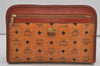 Authentic MCM Vintage Visetos Leather Clutch Hand Bag Purse Brown 2157I