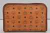 Authentic MCM Vintage Visetos Leather Clutch Hand Bag Purse Brown 2157I