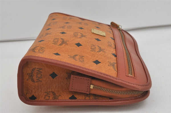Authentic MCM Vintage Visetos Leather Clutch Hand Bag Purse Brown 2157I