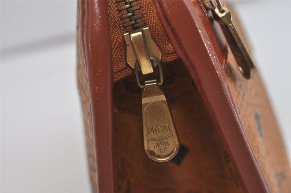 Authentic MCM Vintage Visetos Leather Clutch Hand Bag Purse Brown 2157I