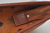 Authentic MCM Vintage Visetos Leather Clutch Hand Bag Purse Brown 2157I