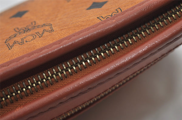Authentic MCM Vintage Visetos Leather Clutch Hand Bag Purse Brown 2157I