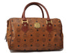 Authentic MCM Visetos Leather Vintage Boston Hand Bag Brown 2160D