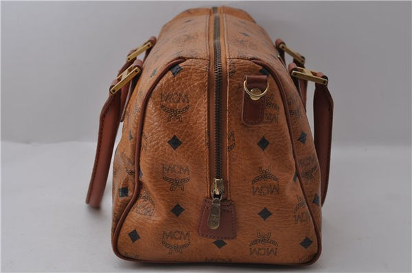 Authentic MCM Visetos Leather Vintage Boston Hand Bag Brown 2160D