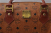 Authentic MCM Visetos Leather Vintage Boston Hand Bag Brown 2160D