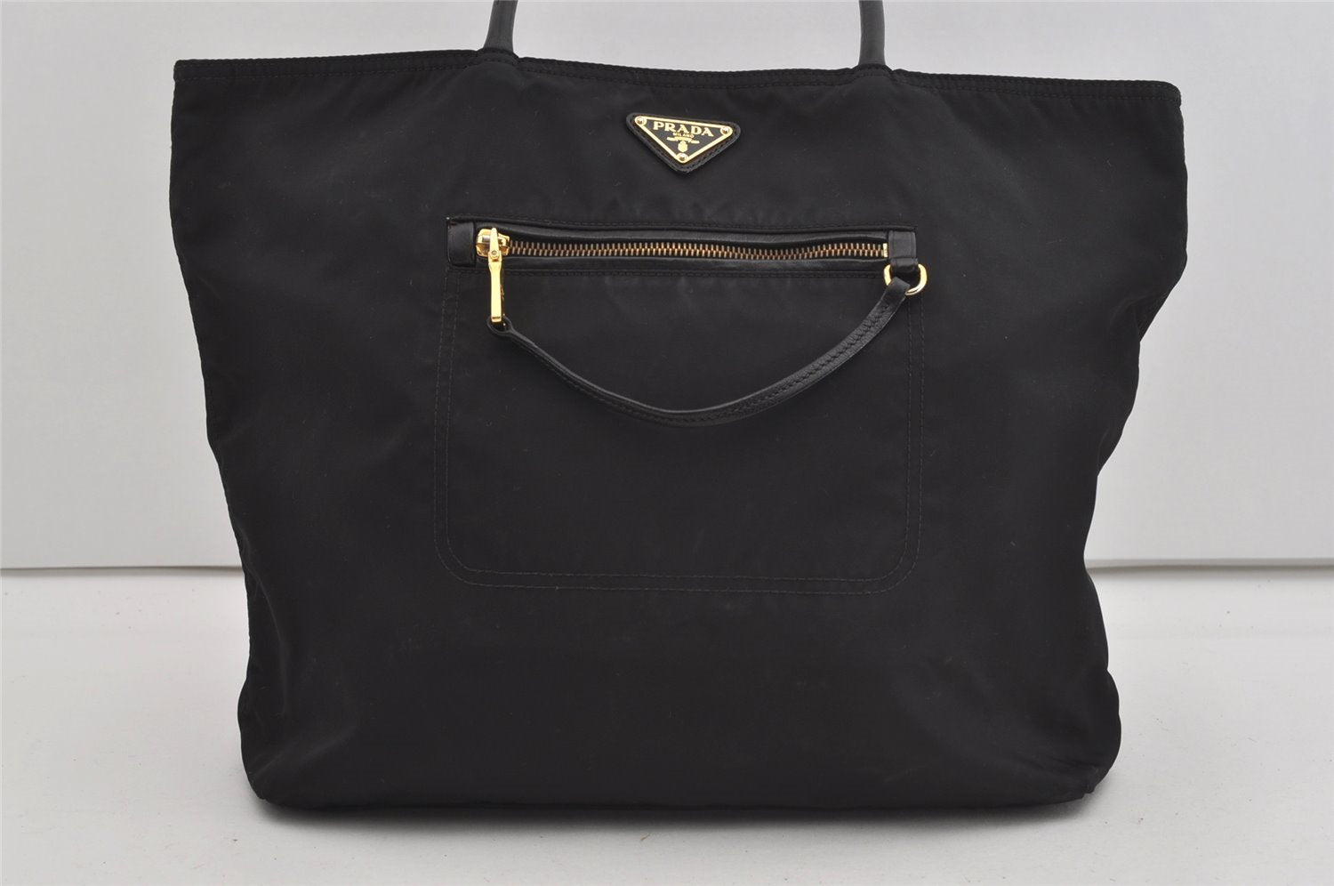 Authentic PRADA Vintage Nylon Tessuto Leather Shoulder Tote Hand Bag Black 2160I