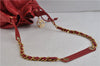 Authentic CHANEL Lamb Skin Matelasse Chain Shoulder Cross Body Bag Red CC 2161D