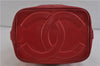 Authentic CHANEL Lamb Skin Matelasse Chain Shoulder Cross Body Bag Red CC 2161D