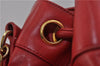 Authentic CHANEL Lamb Skin Matelasse Chain Shoulder Cross Body Bag Red CC 2161D