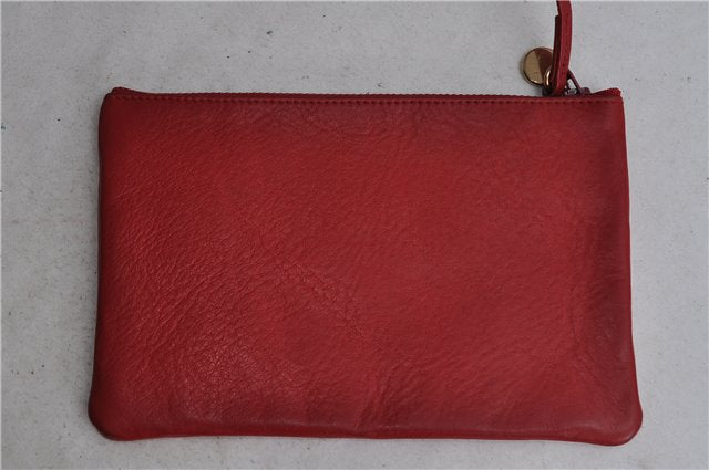 Authentic CHANEL Lamb Skin Matelasse Chain Shoulder Cross Body Bag Red CC 2161D