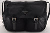 Authentic PRADA Nylon Tessuto Leather Shoulder Cross Body Bag Black 2161I