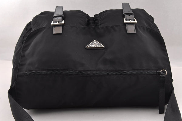 Authentic PRADA Nylon Tessuto Leather Shoulder Cross Body Bag Black 2161I