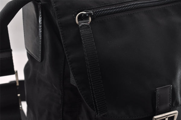 Authentic PRADA Nylon Tessuto Leather Shoulder Cross Body Bag Black 2161I