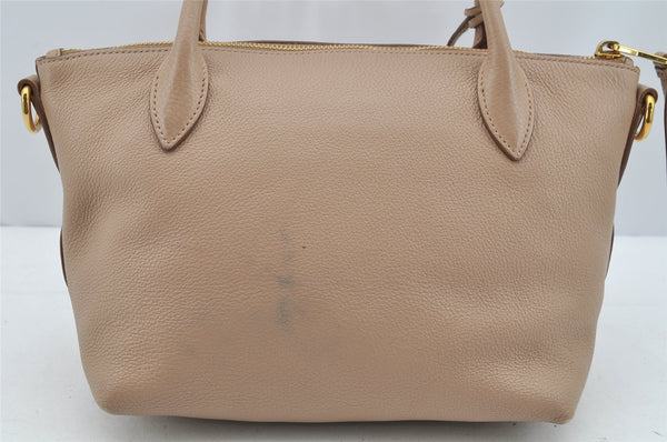 Authentic PRADA Leather Nappa 2Way Shoulder Cross Body Hand Bag Beige 2162I