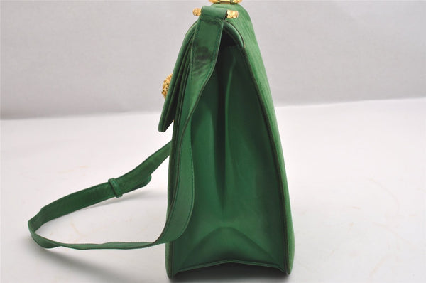 Authentic GUCCI Animalier Tiger Shoulder Crossbody Bag Suede Leather Green 2163I