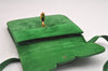 Authentic GUCCI Animalier Tiger Shoulder Crossbody Bag Suede Leather Green 2163I