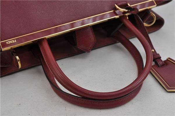 Authentic FENDI 2JOURS Leather 2Way Shoulder Hand Bag Red 2166D