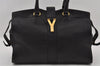 Authentic YVES SAINT LAURENT Cabas Shyc Hand Tote Bag Leather 279079 Black 2166I