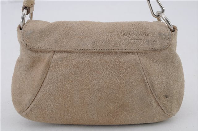 Authentic YVES SAINT LAURENT Rive Gauche Nadja Suede Hand Bag 113719 Beige 2168D