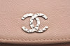 Authentic CHANEL Caviar Skin CC Logo Chain Shoulder Long Wallet Pink Box 2168I