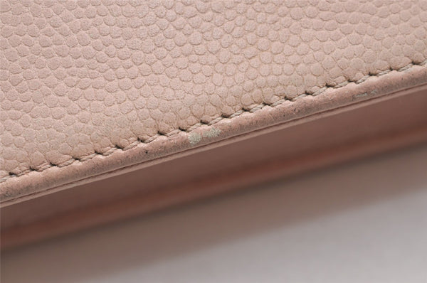 Authentic CHANEL Caviar Skin CC Logo Chain Shoulder Long Wallet Pink Box 2168I