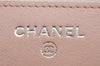 Authentic CHANEL Caviar Skin CC Logo Chain Shoulder Long Wallet Pink Box 2168I