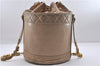 Authentic CHANEL Lamb Skin Matelasse Bucket Type Chain Shoulder Bag Beige 2169D