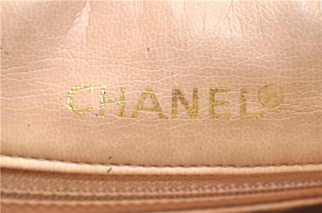 Authentic CHANEL Lamb Skin Matelasse Bucket Type Chain Shoulder Bag Beige 2169D