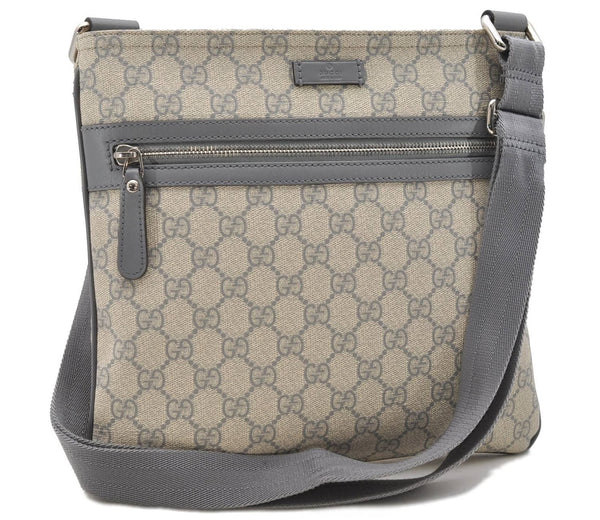 Authentic GUCCI Shoulder Cross Body Bag GG PVC Leather 295257 Gray 2170D