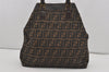 Authentic FENDI Zucca Shoulder Hand Tote Bag Canvas Leather Brown Black 2170I