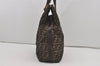 Authentic FENDI Zucca Shoulder Hand Tote Bag Canvas Leather Brown Black 2170I