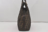 Authentic FENDI Zucca Shoulder Hand Tote Bag Canvas Leather Brown Black 2170I